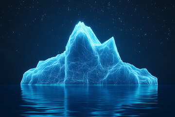 Wall Mural - Wireframe iceberg on blue background
