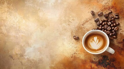 Wall Mural - Coffee Delight Poster Background with Textured Warm Tones and Abstract Patterns
