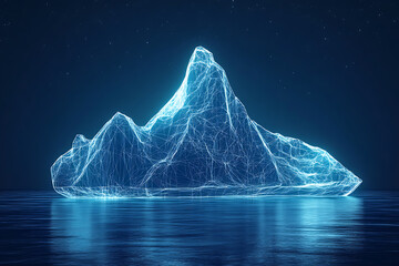 Wall Mural - Wireframe iceberg on blue background
