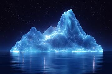 Wall Mural - Wireframe iceberg on blue background
