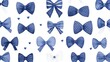 © BOJOShop - Watercolor Blue Bow Tie Pattern on White Background