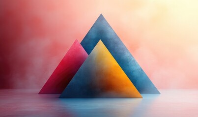 Sticker - Abstract Triangle Composition with Fog and Pastel Colors