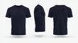 © BOJOShop - Navy Blue T Shirt Mockup   Front  Side  Back View