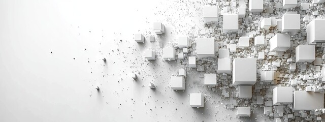 Poster - Abstract White Cubes  3D Render