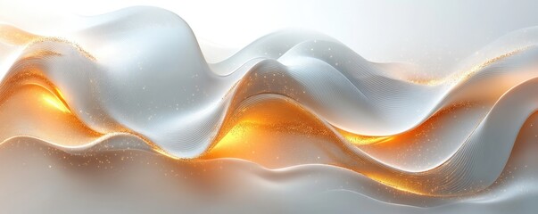 Sticker - Abstract Waves with Golden Glow