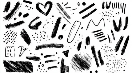 Abstract Black and White Brush Stroke Pattern