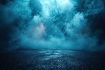 Poster - Blue Smoke Background with Road