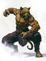 Wall Mural - Character illustration of an anthropomorphic Leopard