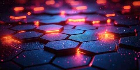 Poster - Abstract Hexagon Pattern with Glowing Lights