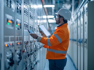 electrician working in a power station