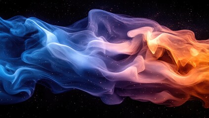 Wall Mural - Abstract Smoke Swirls of Blue and Orange