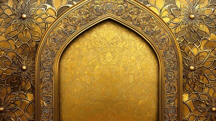 Wall Mural - Golden Ornamental Archway with Intricate Floral Patterns