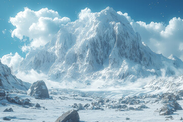 Canvas Print - A mountain glacier retreating, with visible rock and debris exposed. Concept of glacial melting and the retreat of ice formations.