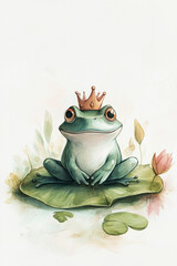 A happy frog sitting on a lily pad