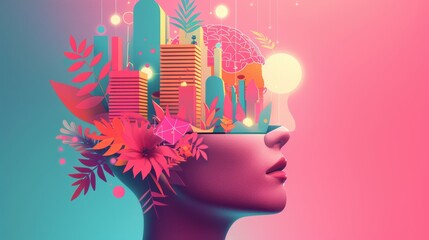 Wall Mural - A symbolic illustration portraying the concept of AI-driven knowledge acquisition, featuring futuristic elements and abstract visual metaphors of learning and innovation.