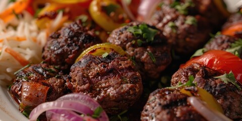 Wall Mural - Close-up view of a dish featuring beef kofta.