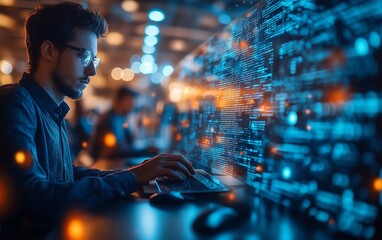 Poster - Closeup of ethical hacking training session, featuring handson exercises with secure networks, penetration testing software, and detailed digital interfaces