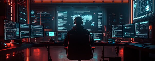 Poster - Interactive white hat hacking environment with handson training tools, simulated cyber attacks, and realworld security scenarios in a modern setting