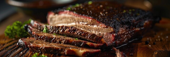 Canvas Print - Close-up of roasted beef brisket flat cut