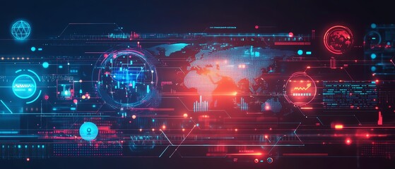 Aufkleber - Hightech global marketing automation scene, displaying automated workflows, CRM solutions, and digital online processes for business development and efficiency