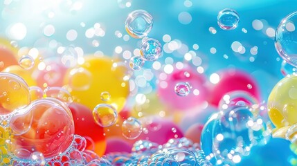 Canvas Print - Colorful bubbles in water