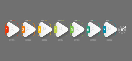 Canvas Print - infographic elements template, business concept with 7 steps, white triangle shapes design for workf