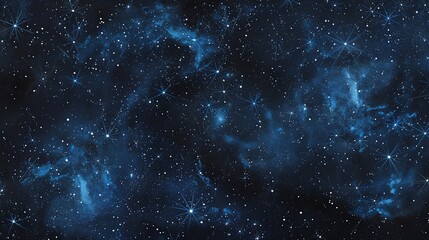 a dark blue background with many white stars and a nebula.