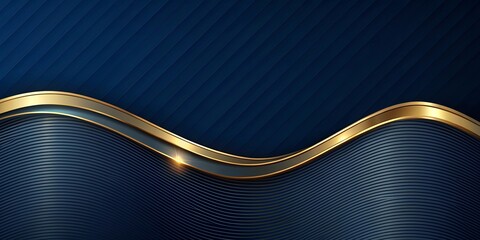 Wall Mural - Luxurious dark blue background with shiny gold wave pattern