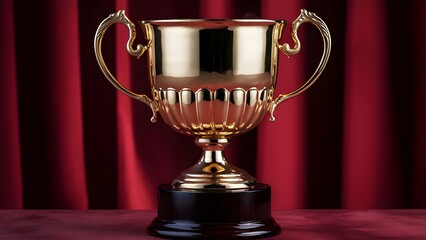 Gold Trophy with a Classic Cup Design Featuring Decorative Handles