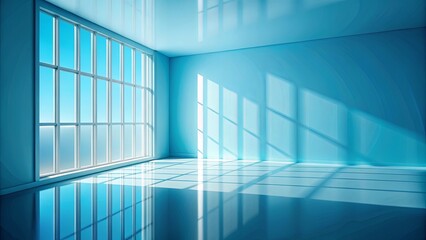 Wall Mural - Light blue abstract background with shadows and light through windows