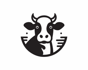 Cow logo vector. Animal farm. Cow icon vector illustration. Cow graphic silhouette black and white.