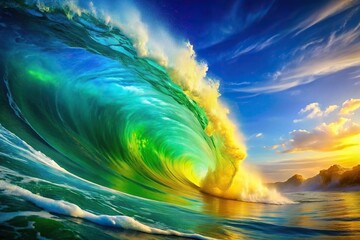 ocean, splash, art, vibrant, refreshing, sea, contemporary, blue, nature, a vibrant panoramic painti