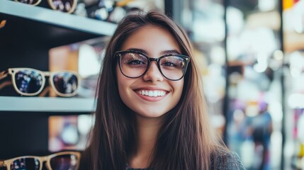 A woman wearing glasses is smiling at the camera