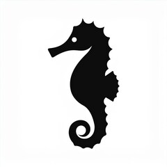 Poster - seahorse black icon isolated on white