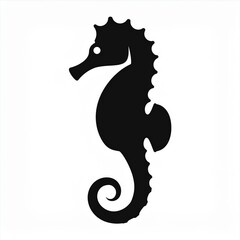 Poster - seahorse black icon isolated on white