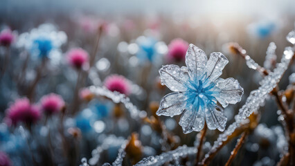 Canvas Print - illustration of a realistic cristalez ice flowers