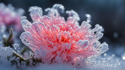 Canvas Print - illustration of a realistic cristalez ice flowers