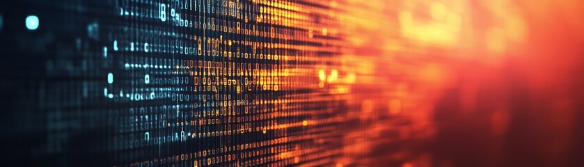 Abstract Binary Code Pattern with Warm Glow Background