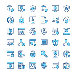 Wall Mural - internet security icons. outline symbols. vector blue line icons set