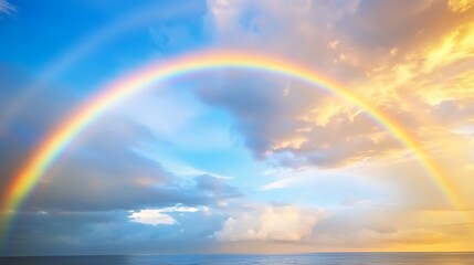 Wall Mural - Rainbow Arching Over a Cloudy Sky