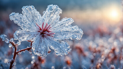 Canvas Print - illustration of a realistic cristalez ice flowers