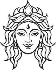 Wall Mural - durga line art vector