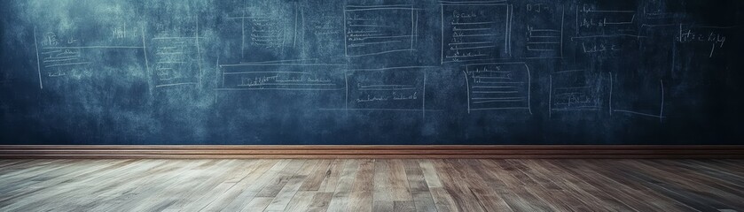 Chalkboard Wall and Wooden Floor Background