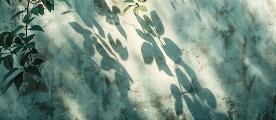 Poster - Defocus Of Cement Stucco Wall Which Has Shadow Of Leaves On Cement Concept Concrete Background