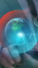 Wall Mural - augmented reality infographics with the planet in the center.