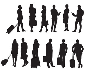 Poster - Business people with luggage silhouette