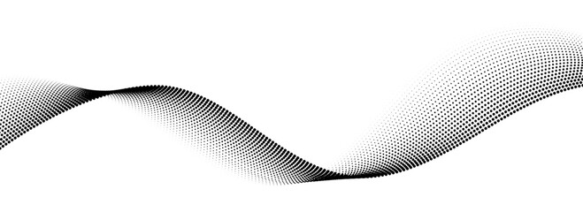 Wall Mural - dotted wave line pattern. black halftone undulate background. abstract stipple particle flow wallpap