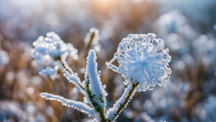 Wall Mural - illustration of a realistic cristalez ice flowers