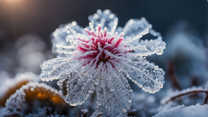 Canvas Print - illustration of a realistic cristalez ice flowers