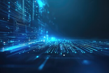Wall Mural - a mesmerizing abstract background featuring glowing blue lines and data streams, perfect for technol